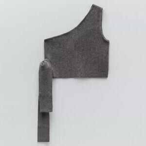 Zara One Shoulder Cropped Sweater Sleeveless Top S